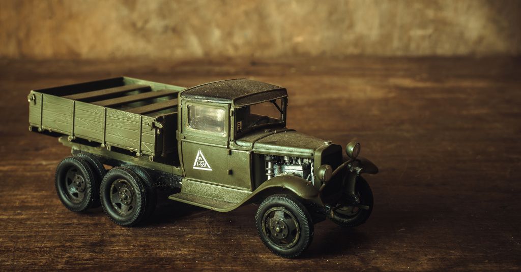 Model of an old army luton van